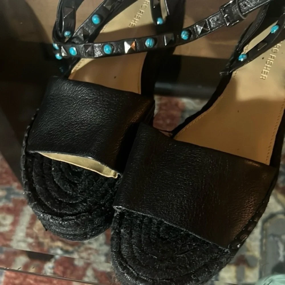 Women's Black Studded Platform Sandals